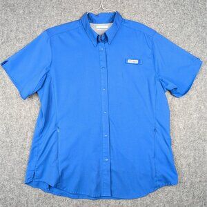 Columbia PFG Tamiami II Women’s XL Short Sleeve Shirt Blue UPF 40 Sun Protection